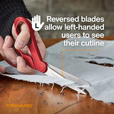 Fiskars® All-Purpose Left-Handed Scissors - Ergonomically Contoured - 8" Stainless Steel - Paper and Fabric Scissors for Office, Arts, and Crafts - Red
