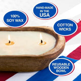 Dough Bowl Candle Company Gardenia Tuberose Soy Candle - 3 Wick Candle Essential Oil Wax Melts, Rustic Farmhouse Decor Odor Eliminator, 20 Ounce All-Natural Soy Candles Gifts for Women and Men