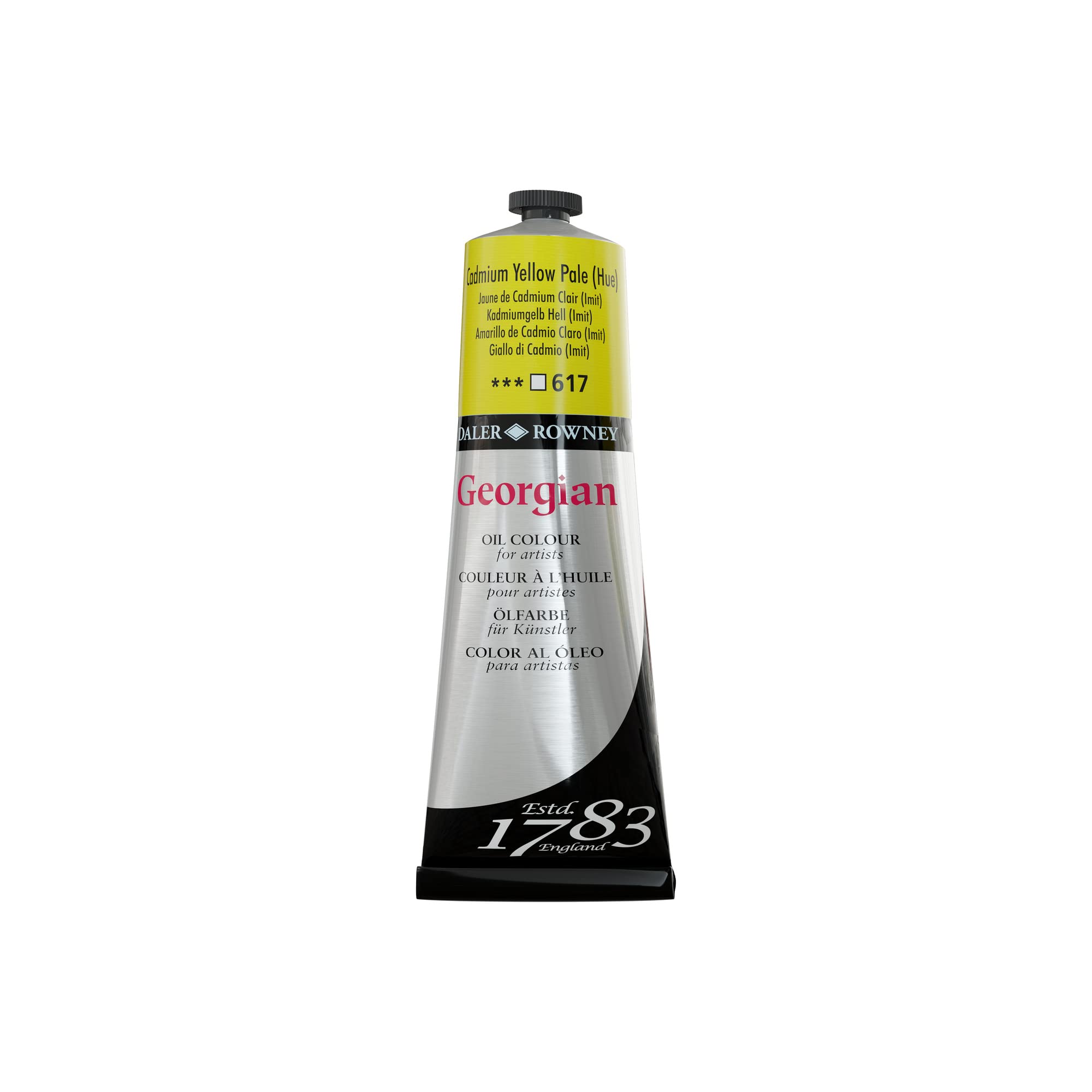 Daler Rowney Georgian Oil Paint Cadmium Yellow Pale Hue 225ml Tube - Art Paints for Canvas Paper and More - Oil Painting Supplies for Artists and Students - Artist Oil Paint for Any Skill Set