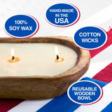 Dough Bowl Candle Company Clean Cotton Soy Candle - 3 Wick Candle Essential Oil Wax Melts, Rustic Farmhouse Decor Odor Eliminator, 20 Ounce All-Natural Soy Candles Gifts for Women and Men